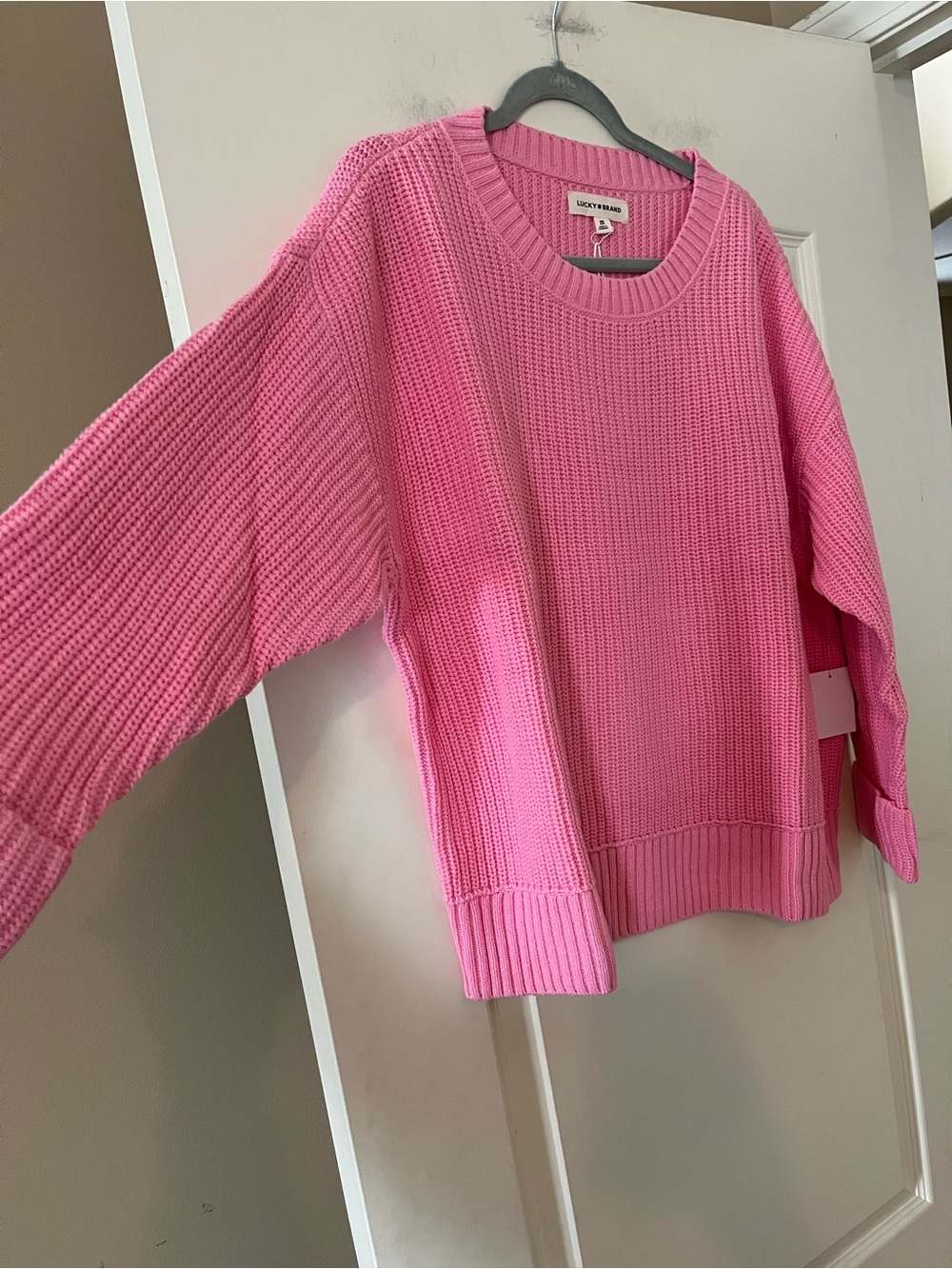 Lucky Brand Bubblegum Pink Crewneck Knit Sweater Women’s Size 2X - Picture 14 of 15